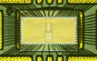 A bidirectional reconfigurable wireless power transceiver chip designed by Lu's research group. Photo: Courtesy of Lu Yan